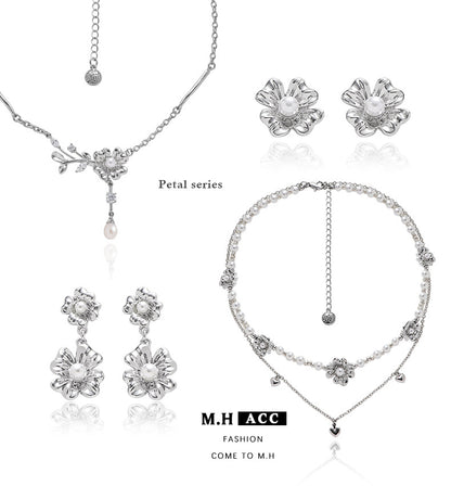 Elegant Simple Style Flower Alloy Copper Plating Women's Earrings Necklace