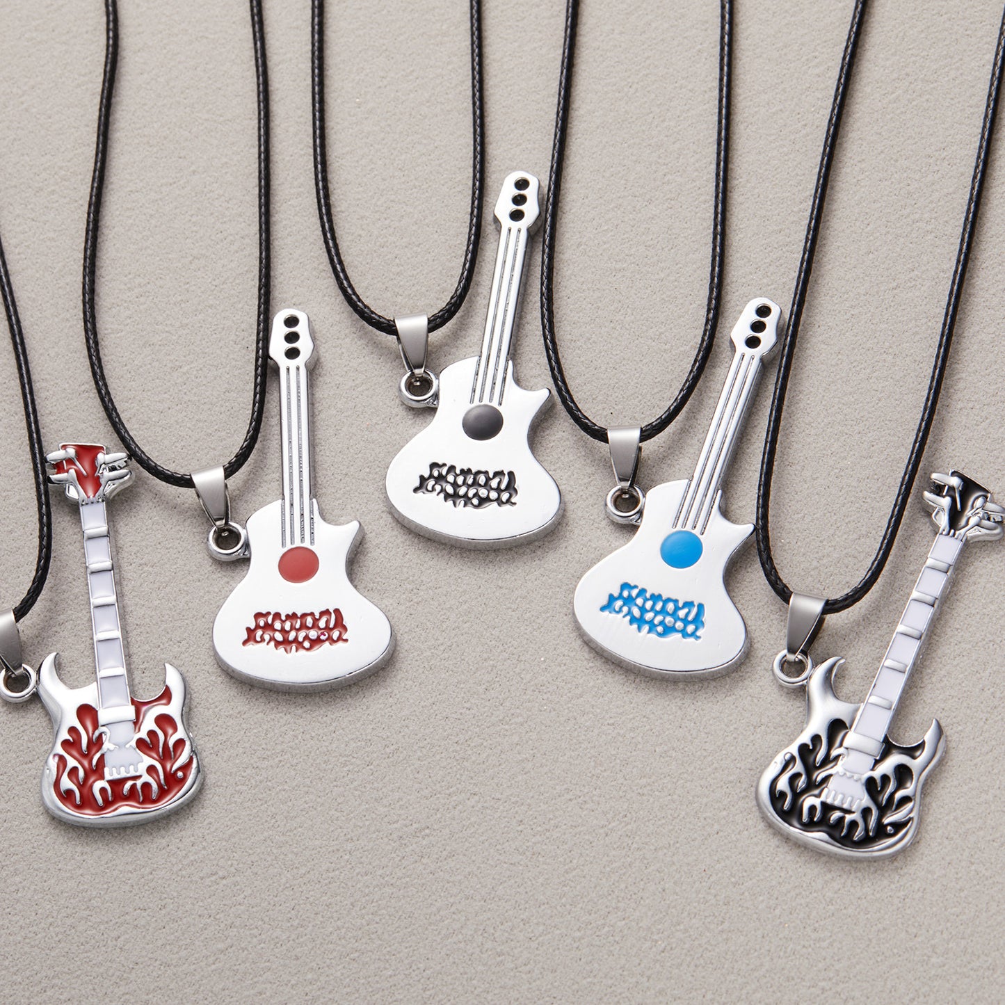 Casual Streetwear Guitar Stainless Steel Plating Pendant Necklace