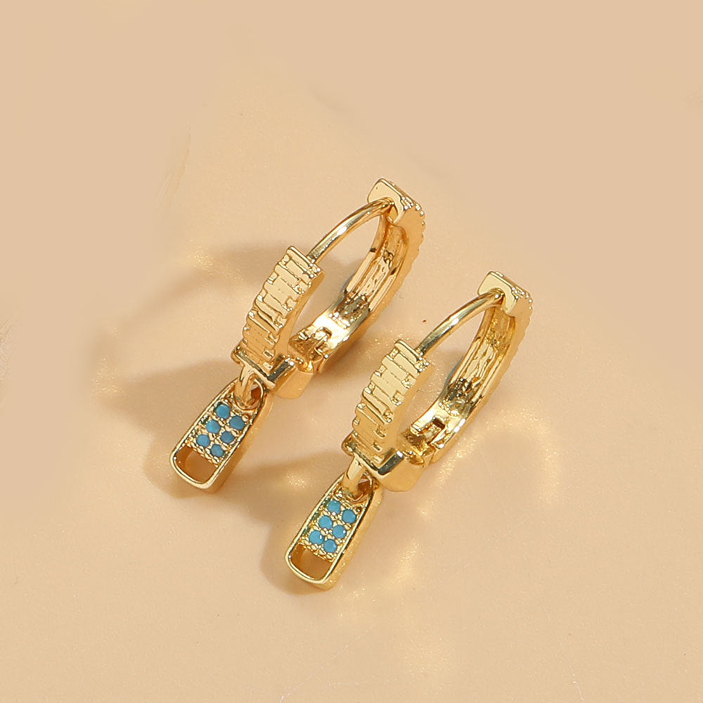 Cross-border hot-selling copper-plated 14K real gold, small temperament, zircon earrings, small light, luxury, ins, style versatile earrings, earrings