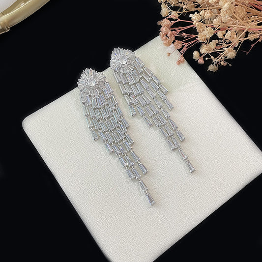 1 Pair Simple Style Solid Color Inlay Copper Zircon Drop Earrings