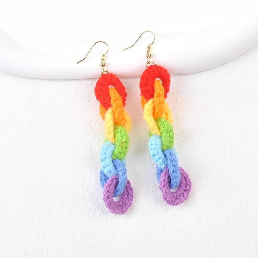 1 Pair Cute Colorful Cloth Drop Earrings