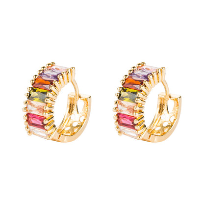 Fashion Brass Simple Zircon Earrings