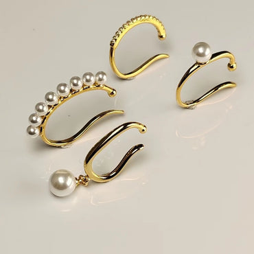 1 Set Simple Style Geometric Plating Inlay Copper Artificial Pearls Ear Cuffs