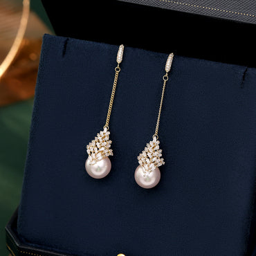 1 Pair Lady Water Droplets Copper Drop Earrings