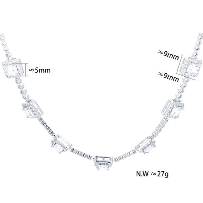 Fashion Square Copper Plating Inlay Zircon Women's Bracelets Necklace 1 Piece