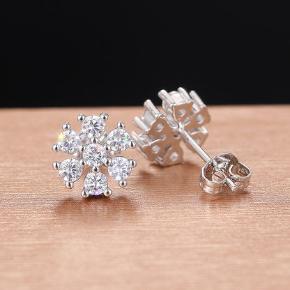 1 Pair Simple Style Flower Inlay Copper Zircon Ear Studs