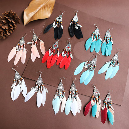 Bohemian Creative Disc Painting Oil Long Tassel Earrings Wholesale