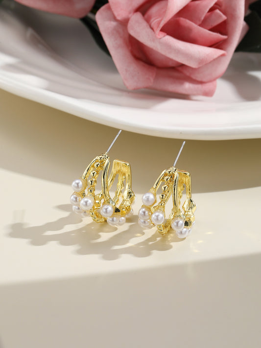 Baroque Style Irregular Imitation Pearl Alloy Women's Earrings 1 Pair