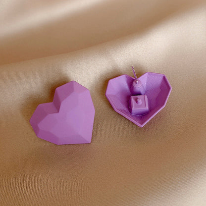 Simple Candy Color Heart-shaped Stud Earrings