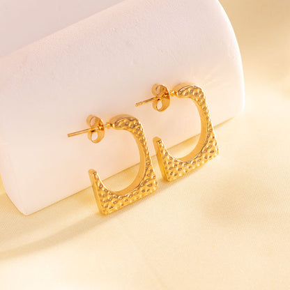 1 Pair Vintage Style U Shape Geometric Heart Shape Plating Stainless Steel Hoop Earrings