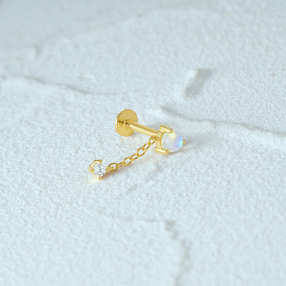 1 Piece Simple Style Flower Plating Sterling Silver Zircon Ear Studs