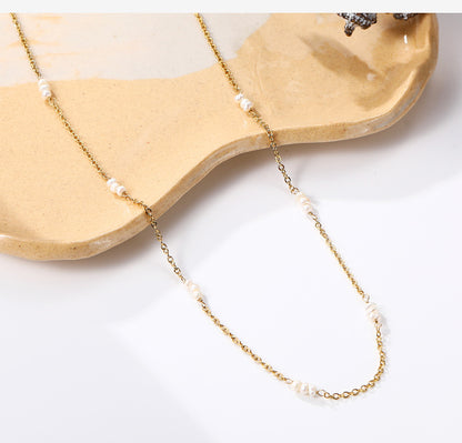 Fashion Solid Color Titanium Steel Pearl Plating Necklace 1 Piece