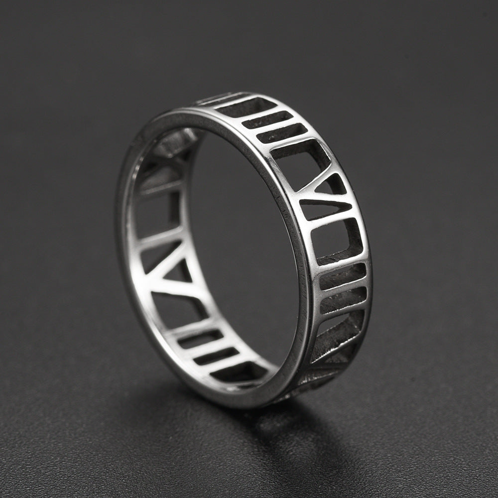 New Simple Stainless Steel Roman Cut Ring Wholesale Gooddiy