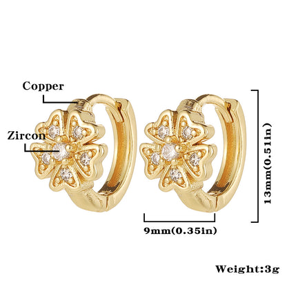 Fashion Water Droplets Copper Hoop Earrings Inlay Zircon Copper Earrings