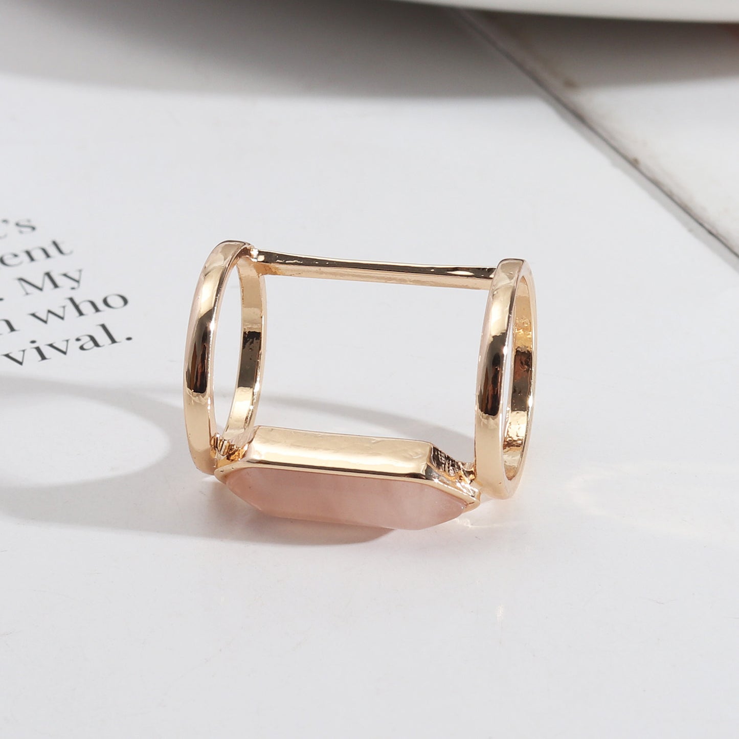 Retro Geometric Alloy Inlay Natural Stone Women's Rings