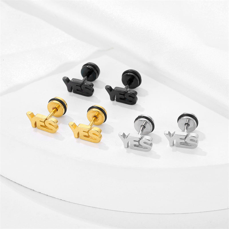 1 Piece Simple Style Geometric Letter Plating Stainless Steel Ear Studs