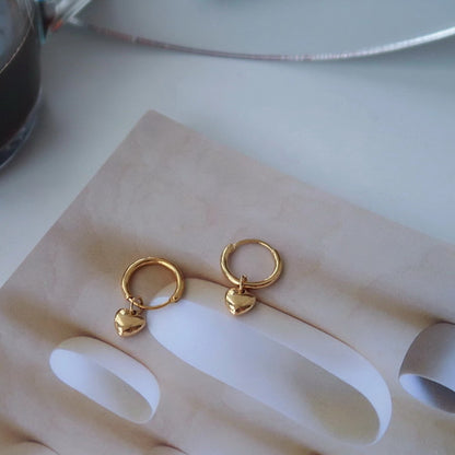 1 Pair Sweet Simple Style Heart Shape Plating Titanium Steel 18k Gold Plated Drop Earrings