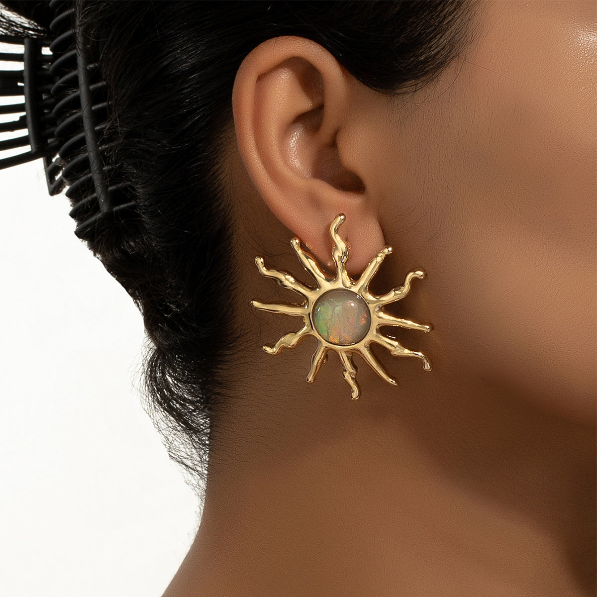 1 Pair Queen Sun Plating Inlay Alloy Artificial Gemstones Ear Studs