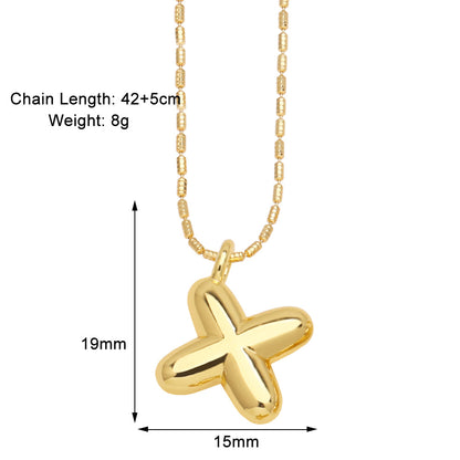 Copper Gold Plated Simple Style Letter Pendant Necklace