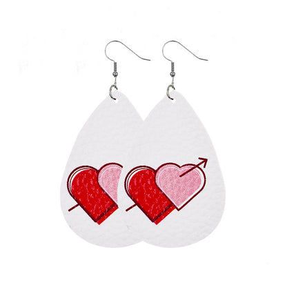 1 Pair Lady Streetwear Letter Heart Shape Pu Leather Drop Earrings