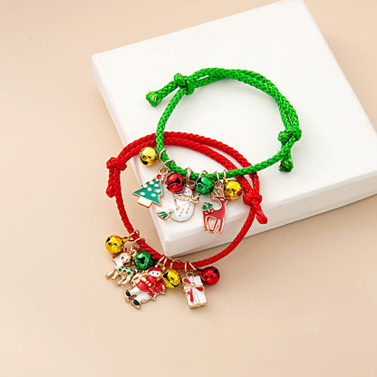 Cartoon Style Christmas Tree Santa Claus Bell Plastic Beaded Enamel Christmas Women's Bracelets