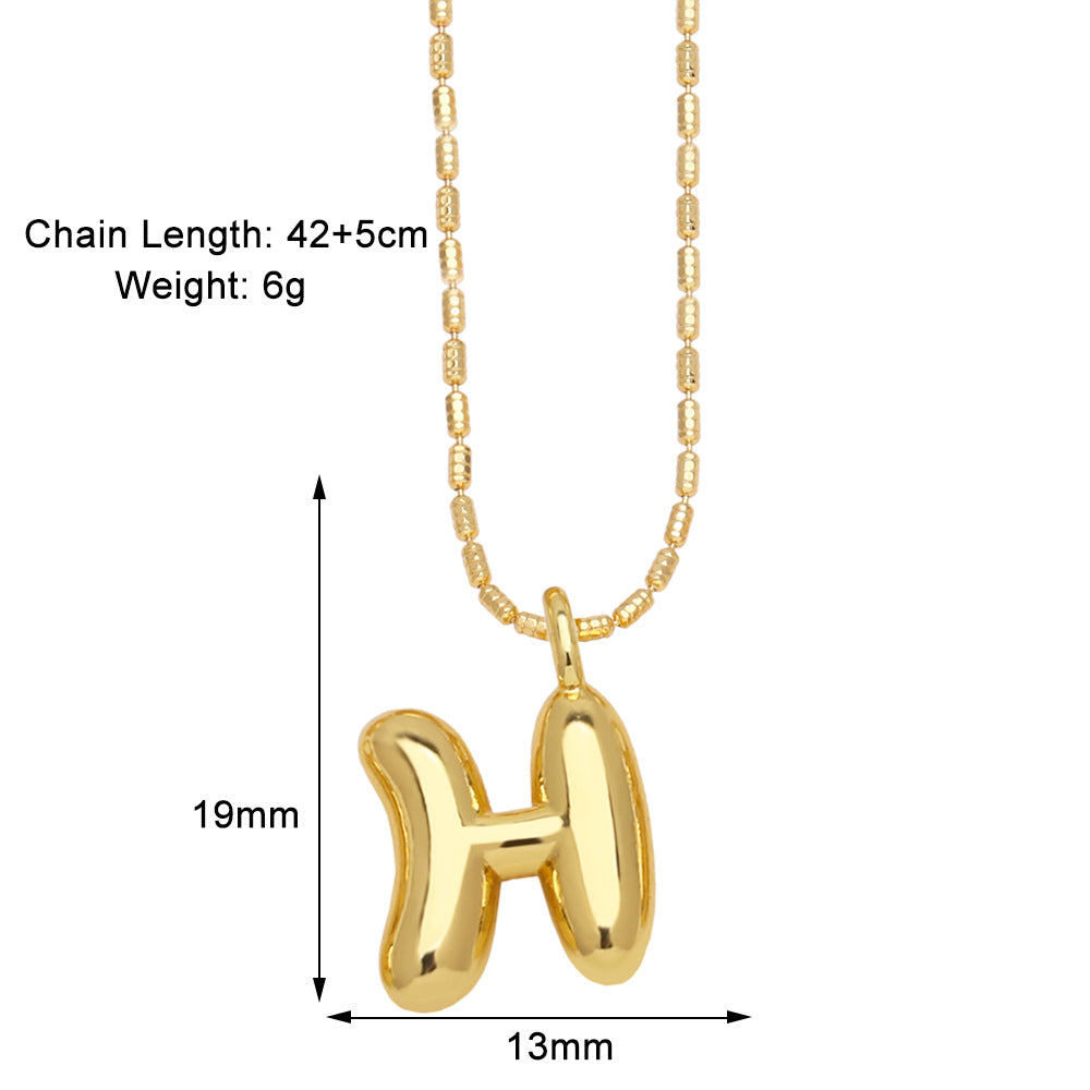 Copper Gold Plated Simple Style Letter Pendant Necklace