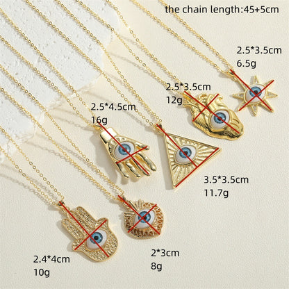 European and American hot-selling exaggerated love devil's eye pendant clavicle chain niche fashion triangle palm design necklace