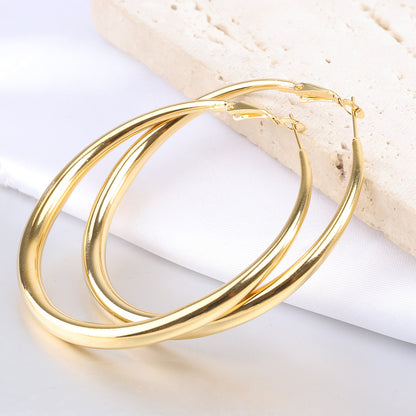 1 Pair Simple Style Solid Color Plating Titanium Steel Gold Plated Earrings