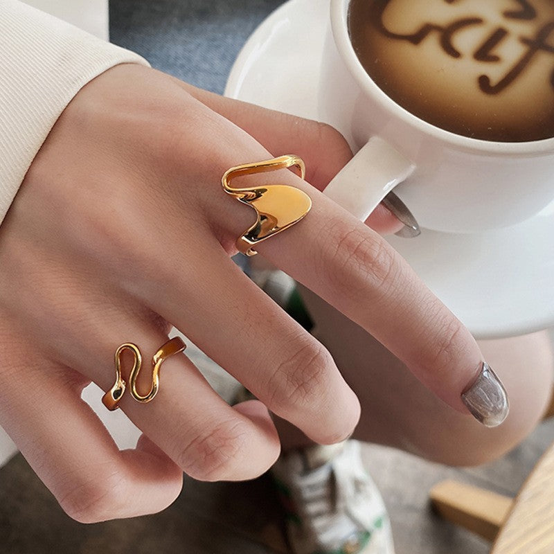 Simple Open Fashion Geometric Irregular Ring