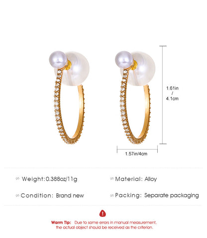 1 Pair Exaggerated Geometric Plating Alloy Artificial Pearls Rhinestones Hoop Earrings