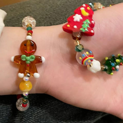 Sweet Cartoon Character Christmas Tree Gingerbread Alloy Resin Wholesale Bracelets