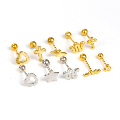 1 Piece Punk Cross Snake Plating Copper Ear Studs