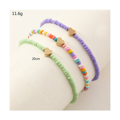 Fashion Miyuki Bead Heart-shape Alloy Anklet Wholesale