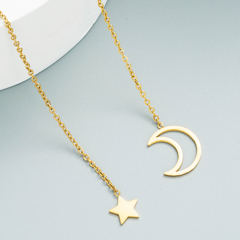 Fashion Star Moon Pendant Titanium Steel Necklace Wholesale Gooddiy