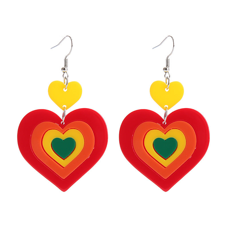 Fashion Letter Heart Shape Arylic Stoving Varnish Women's Drop Earrings 1 Pair