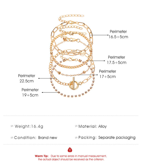 New Fashion Multi-layer Creative Ot Buckle Diamond Chain Bracelet