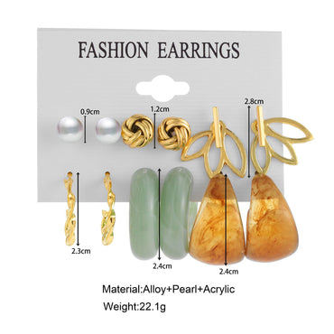 1 Set Fashion C Shape Pearl Alloy Resin Earrings