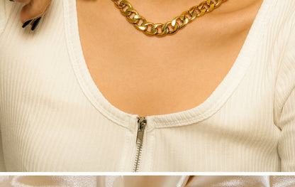 Simple Large 18k Gold-plated Stainless Steel Necklace