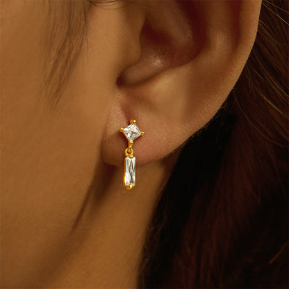 1 Piece Simple Style Geometric Plating Inlay Sterling Silver Opal Zircon Ear Studs