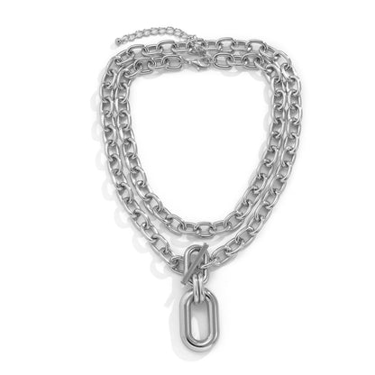 Vintage Style Geometric Solid Color Ccb Alloy Aluminum Plating Chain Women's Pendant Necklace