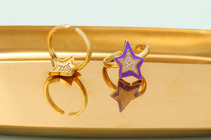 Wholesale Jewelry Drop Oil Five-pointed Star Copper Ring Gooddiy