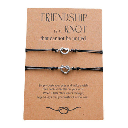 New Friendship Card Fine Polishing Oil Pressure Stainless Steel Knot Braided Bracelet Set