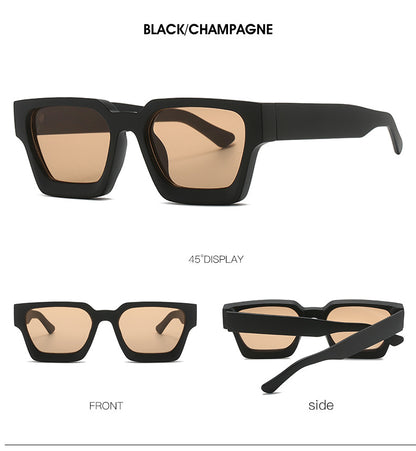 Classic Style Solid Color Ac Square Full Frame Women's Sunglasses