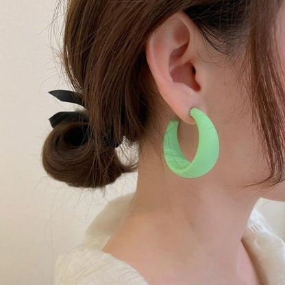 Simple New Candy Color Fluorescent C-shaped Earring