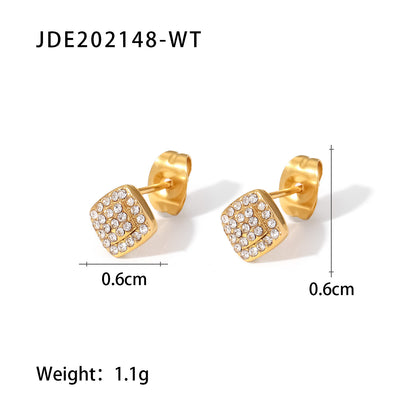 Fashion Geometric Stainless Steel Ear Studs Plating Zircon Stainless Steel Earrings