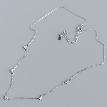 Fashion Shamrock Sterling Silver Inlay Zircon Necklace 1 Piece