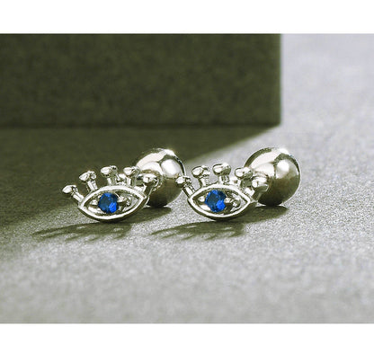 Simple Style Devil's Eye Silver Plating Inlay Zircon Ear Studs 1 Pair