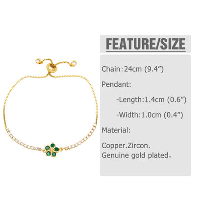 Fashion Oval Flower Copper Bracelets Inlay Zircon Copper Bracelets