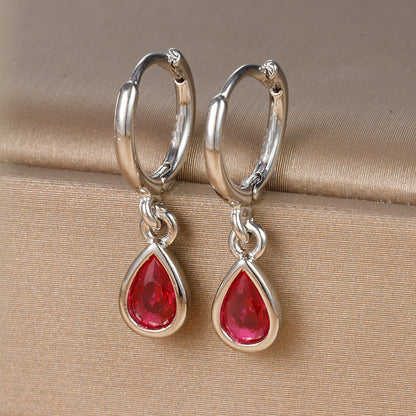 1 Pair Ig Style Simple Style Water Droplets Plating Inlay Copper Zircon Drop Earrings