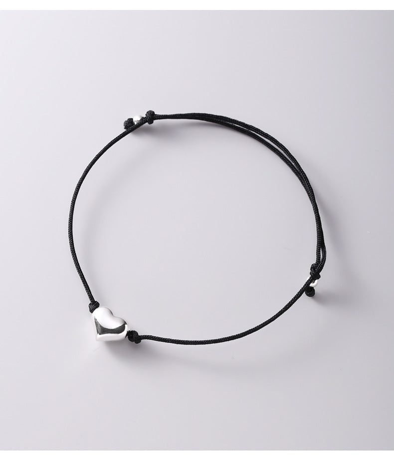 Simple Style Heart Shape Sterling Silver Rope Bracelets